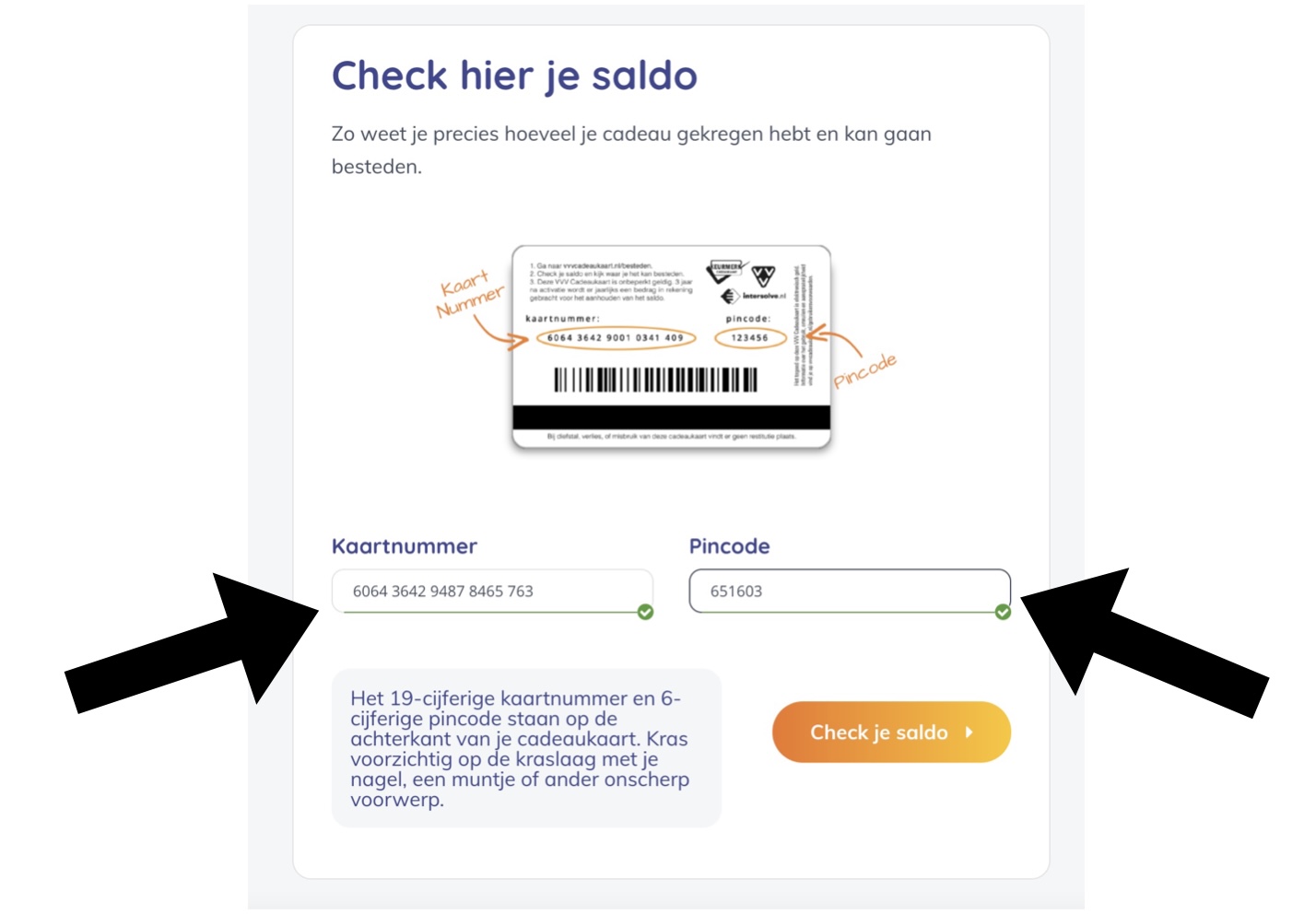 VVV cadeaukaart saldo - Uitleg bon saldo checken