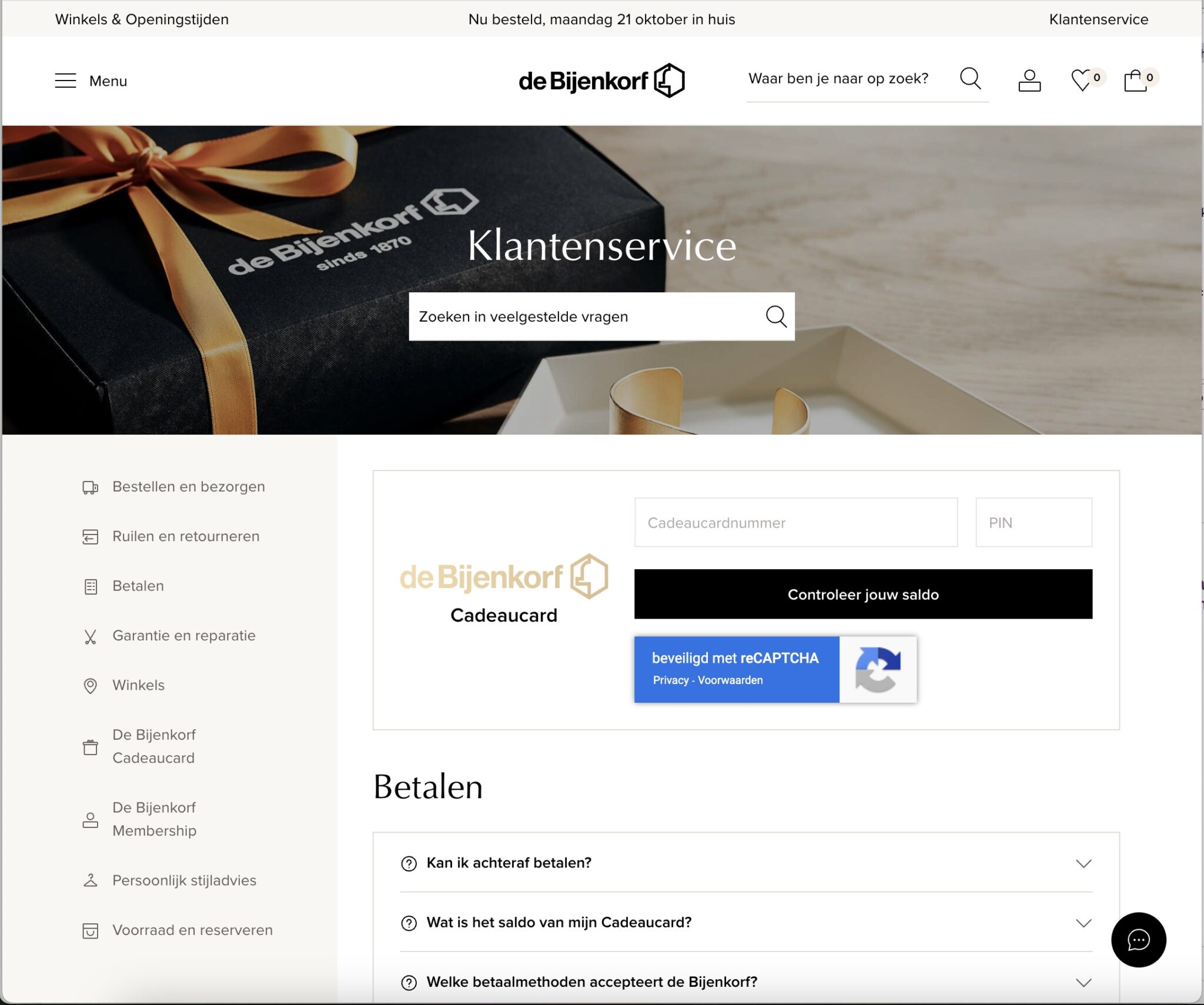 De Bijenkorf Gutschein