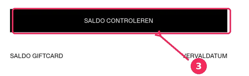 De knop saldo controleren op de checker van H&M, gemarkeerd